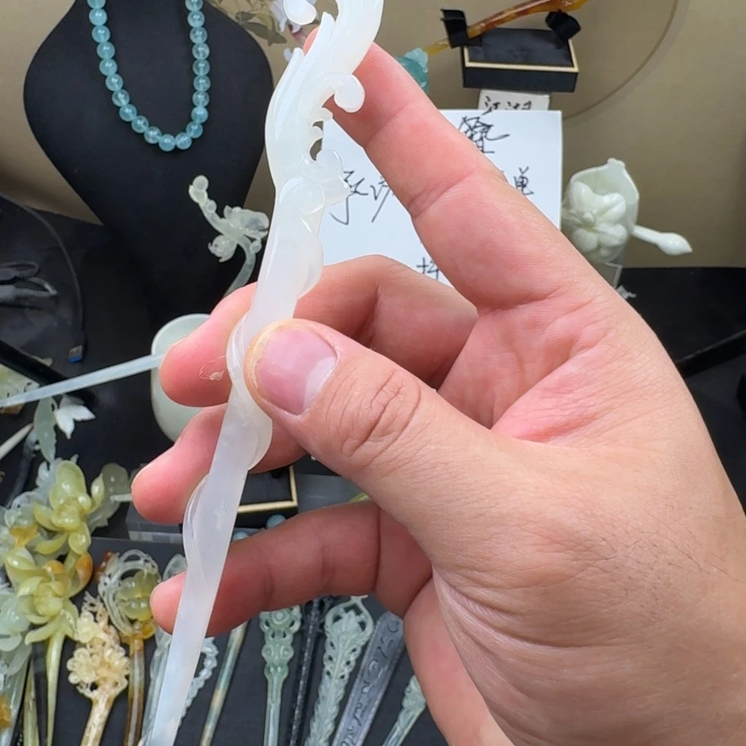 岫玉未镶嵌发饰明君玉簪就是好看