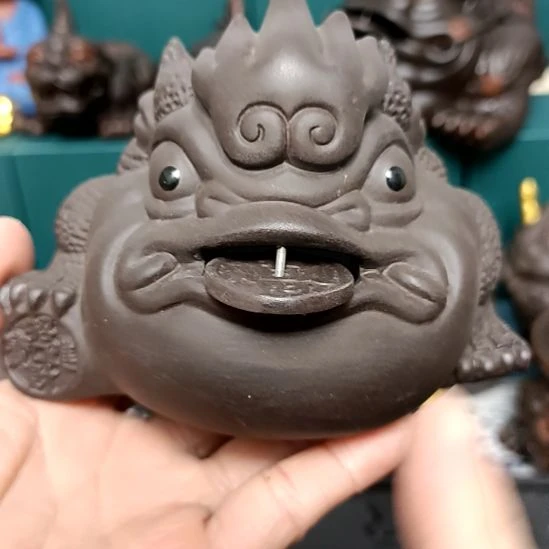 茶宠紫砂金蟾茶宠摆件