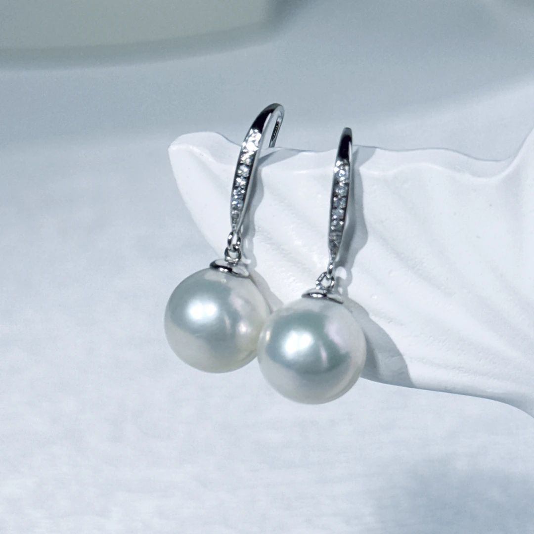 雨然/气质百搭天然珍珠耳钩/S925银/10-11mm