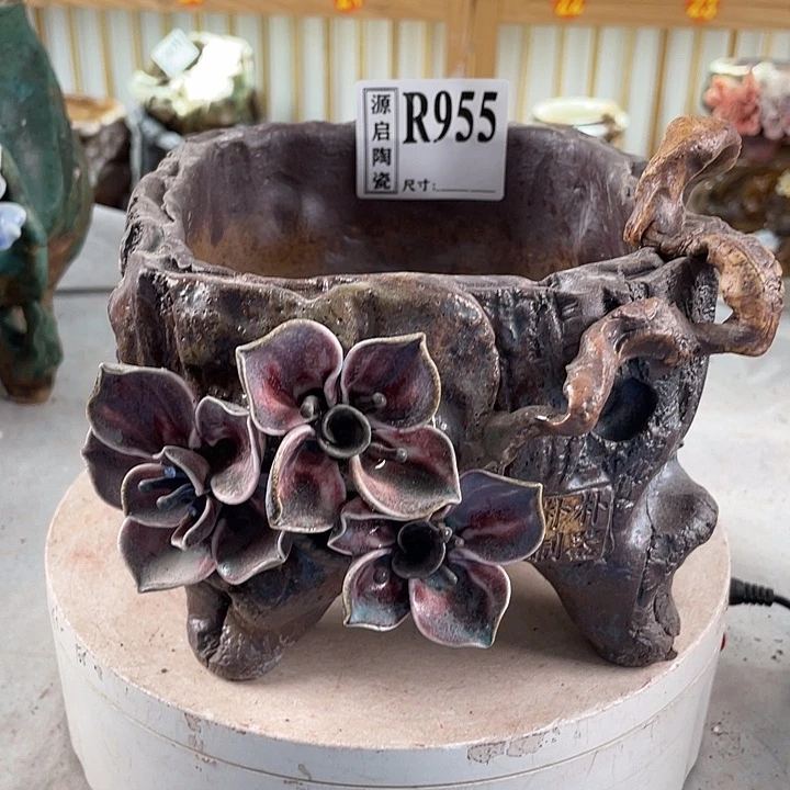 紫砂花盆景德镇陶瓷花盆955