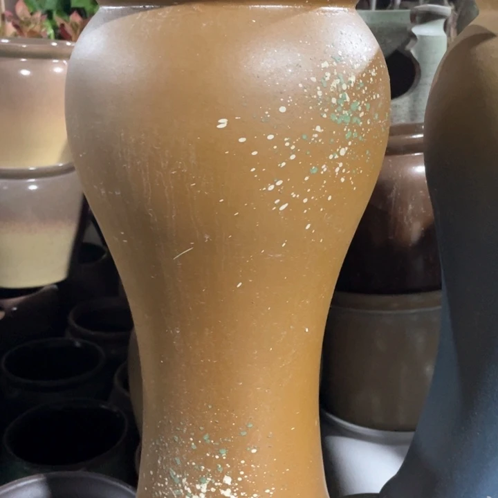 紫砂花盆高43口18黄色鱼尾微瑕