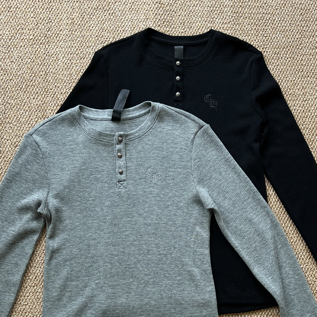 克罗心三银扣华夫格亨利衫