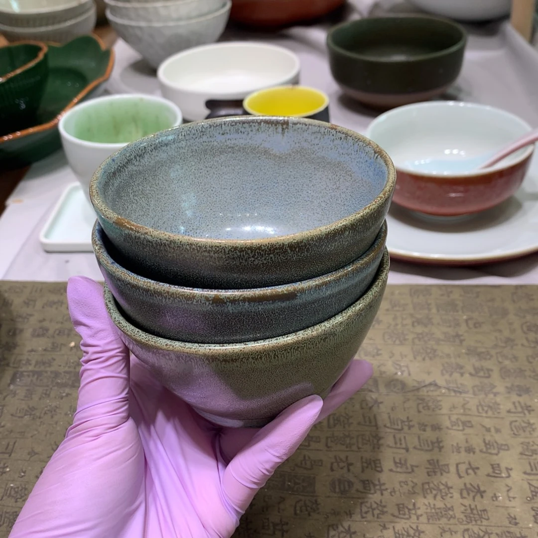 陶景德镇粗陶复古盘碗微瑕3只