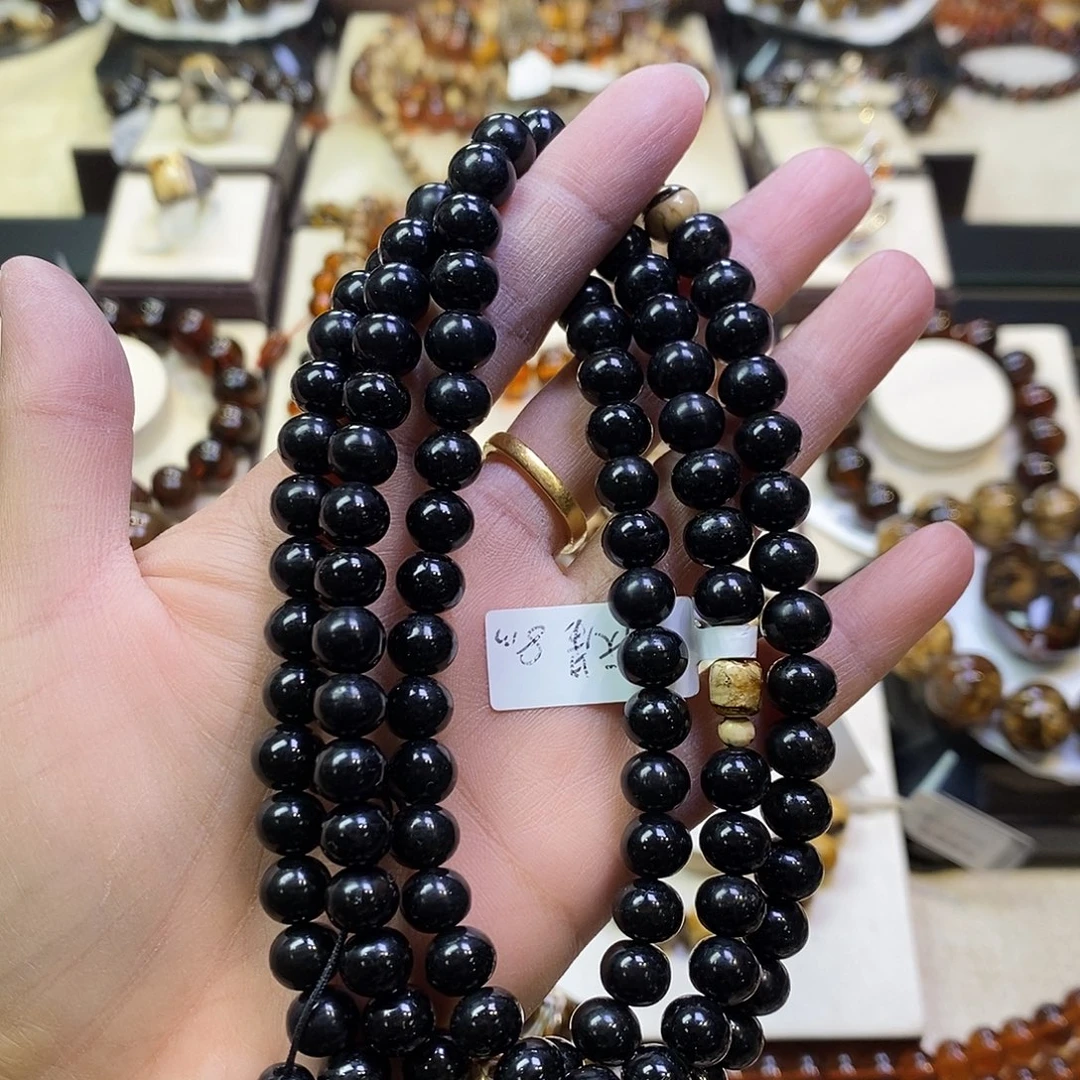 琥珀未镶嵌裸石8mm翳珀满天星