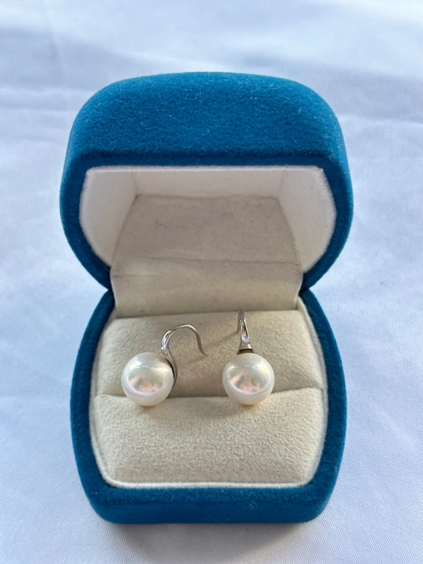 天然淡水珍珠12-13mm极光白珠高跟鞋耳钩气质百搭百搭R587