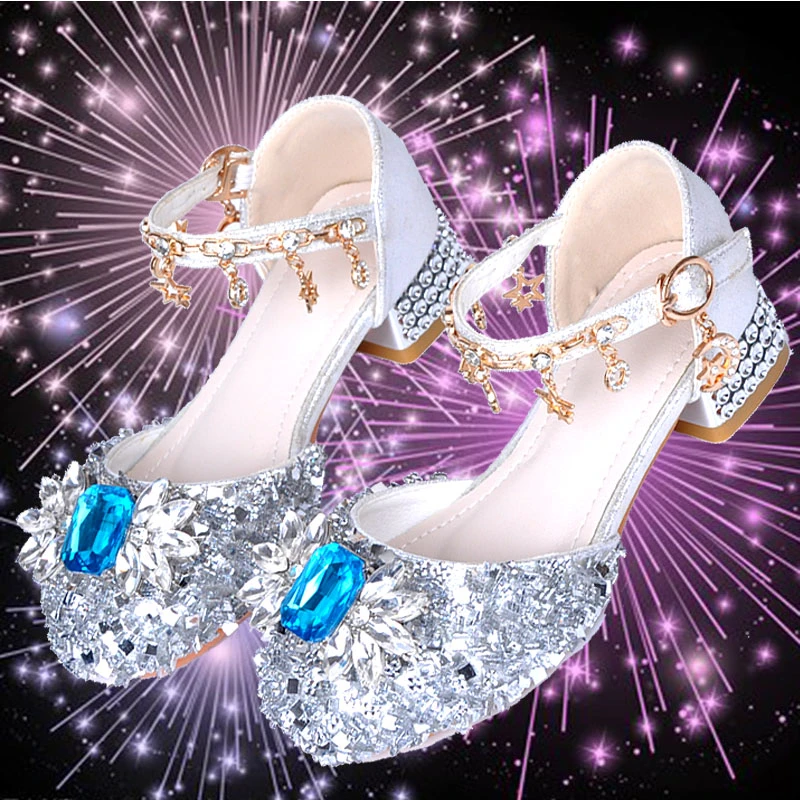 爱沙公主水晶鞋4女童爱莎公主鞋软底宝宝公主鞋儿童皮鞋女孩567岁