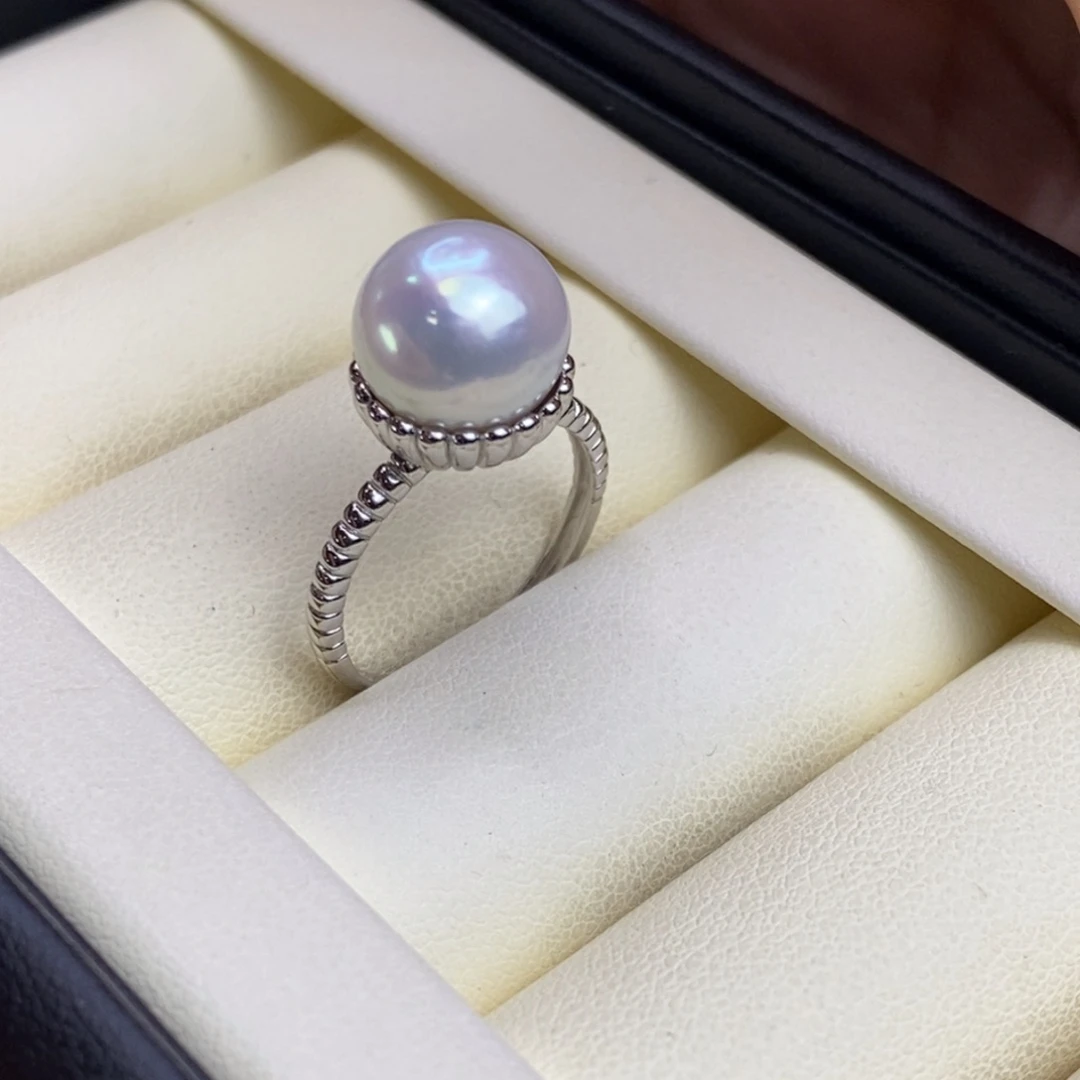 银S925镶嵌戒指淡水珍珠特价微瑕