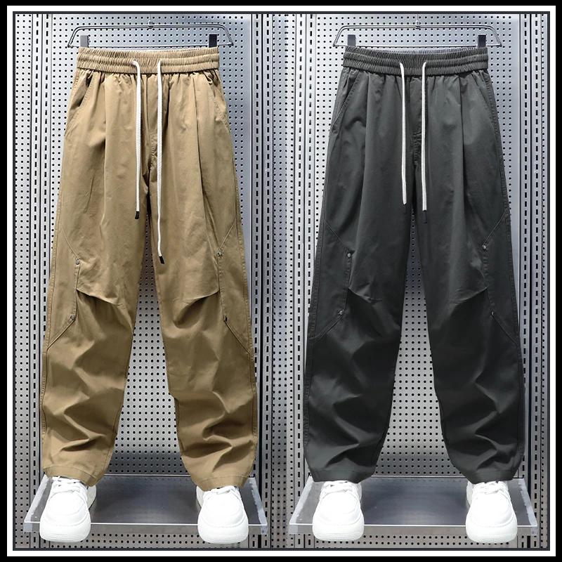 秋季新款纯棉工装裤子男2025流行痞帅宽松简约百搭直筒休闲长裤子