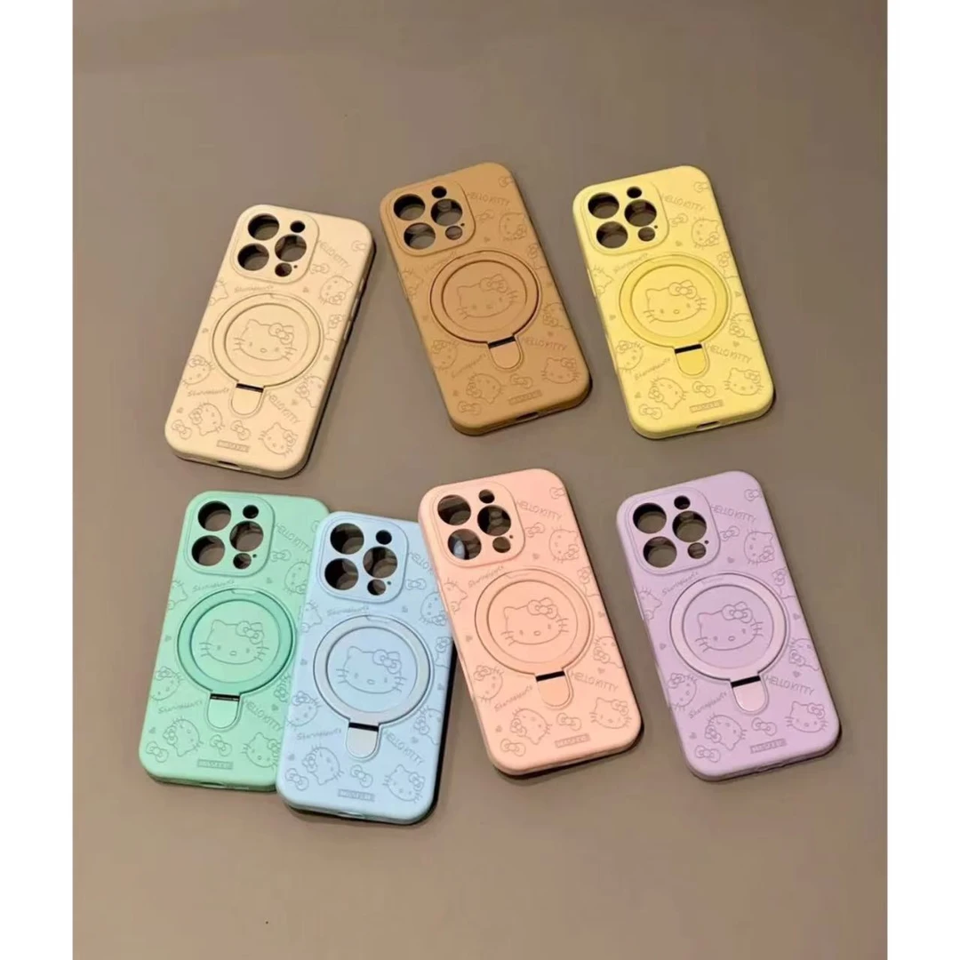 韩系纯色线条磁吸Kitty适用iPhone16系列手机壳苹果15pro少女1413