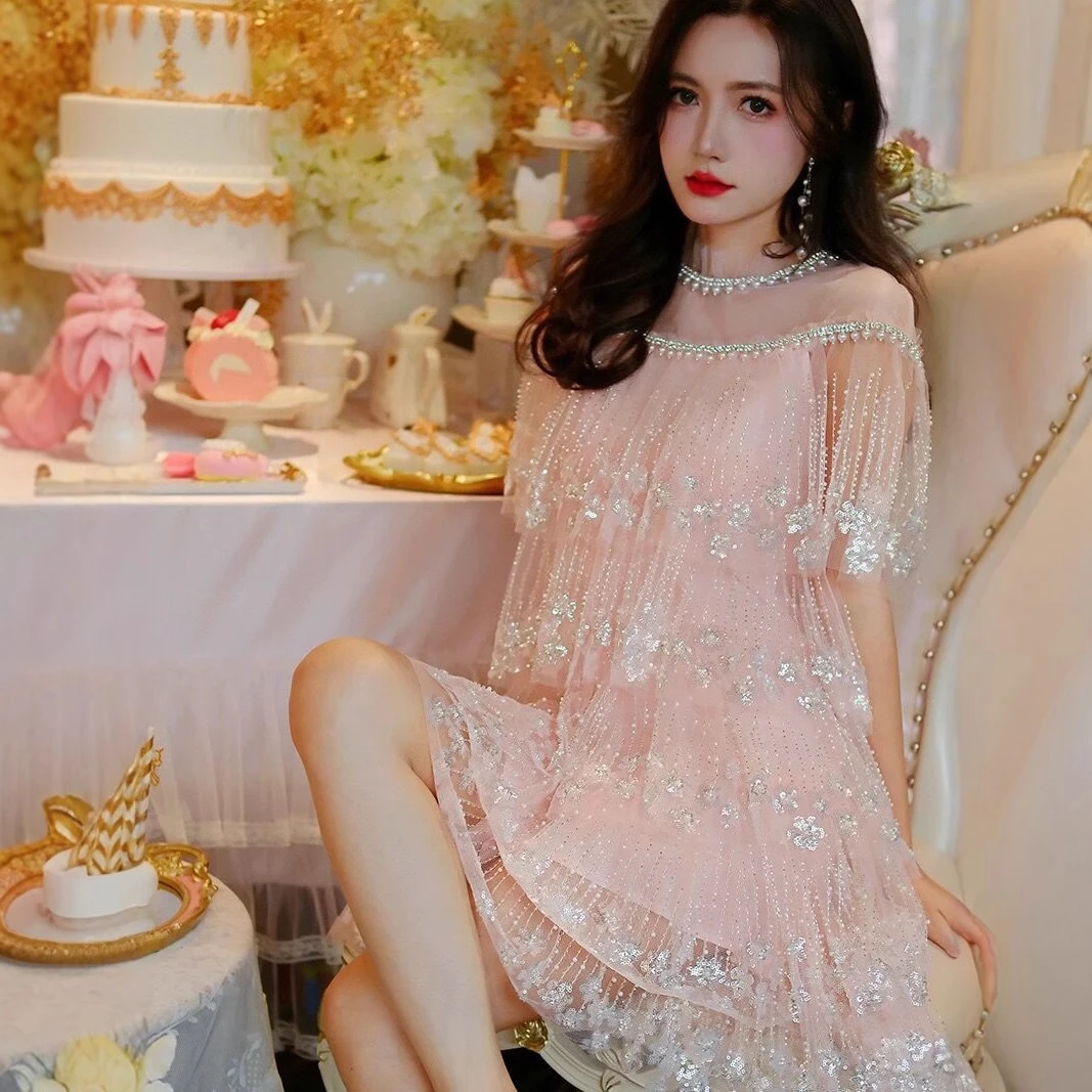 小晚礼服高端轻奢小众生日派对聚会平时可穿仙女裙高级蛋糕蓬蓬裙