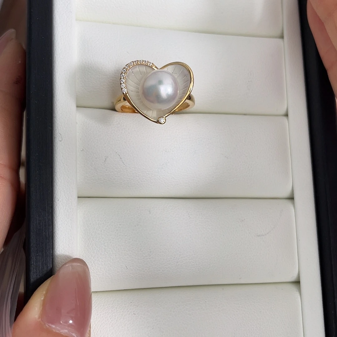 银S925镶嵌戒指海水珍珠