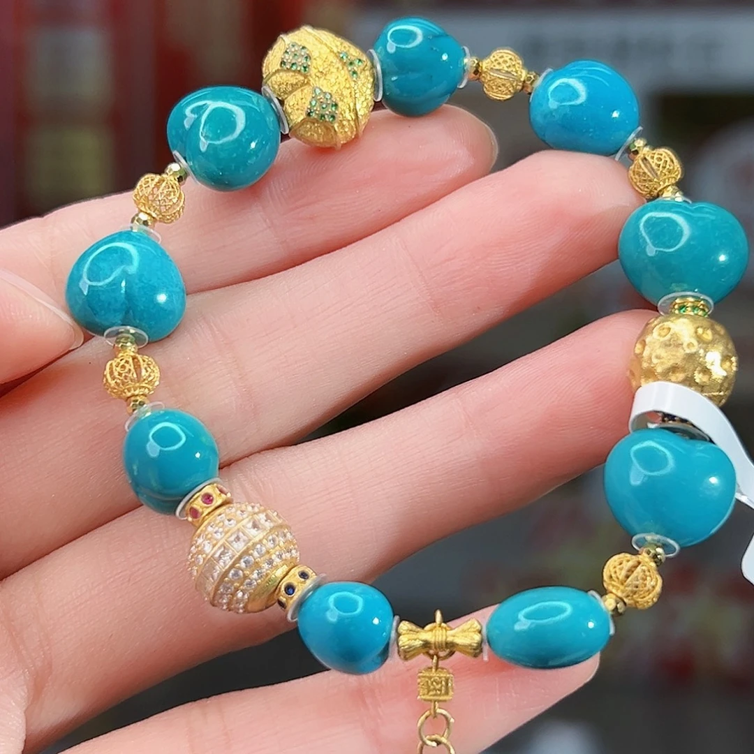 绿松石18K金镶嵌珠宝奇石