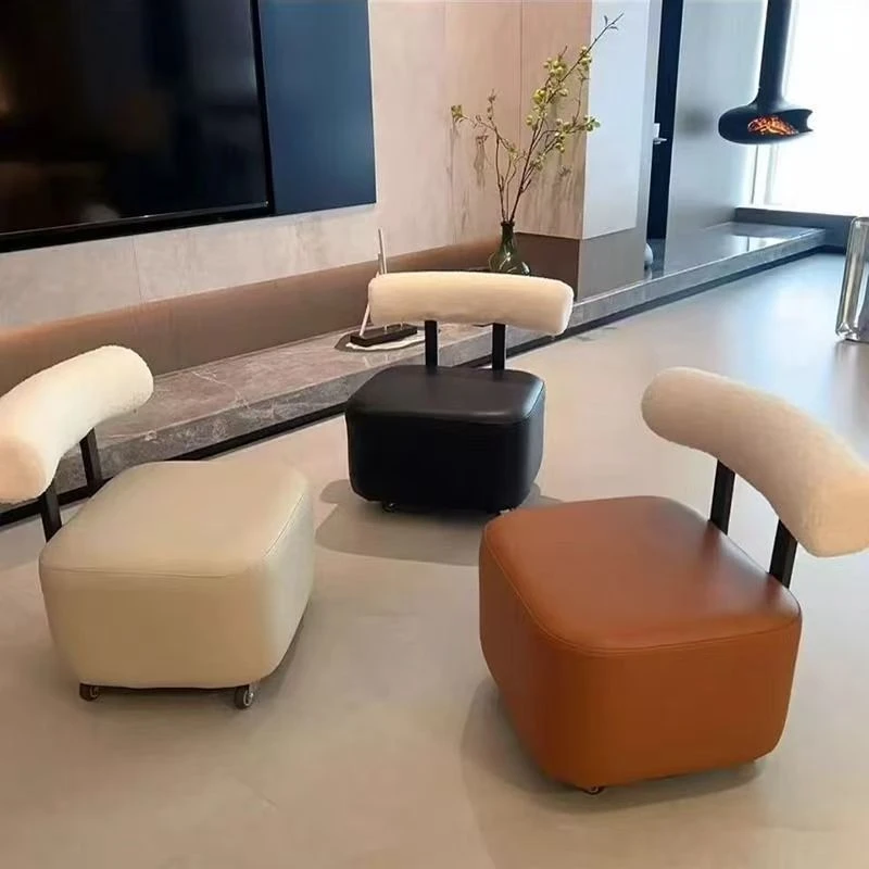 矮凳家用门口换鞋凳沙发度旋转客厅茶几简约滑轮凳靠背溜溜凳