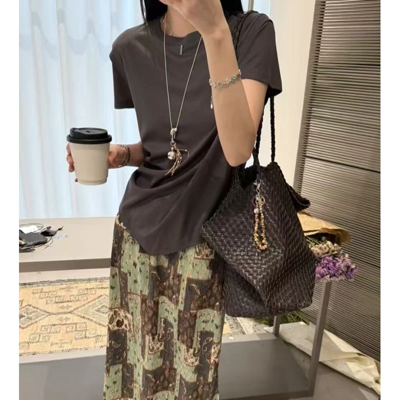 8113【PINGJIE】2025高货时尚宽松休闲潮流舒适百搭洋气短袖