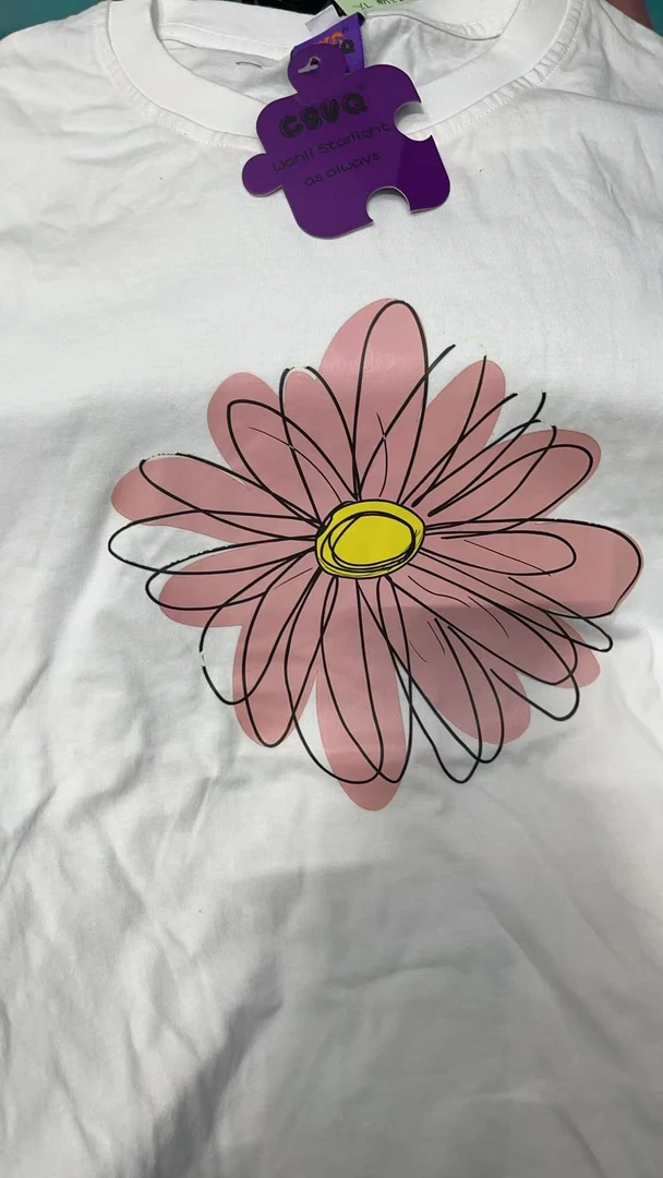 60（骨折）高街圆领短袖T恤胸前印花时尚夏季