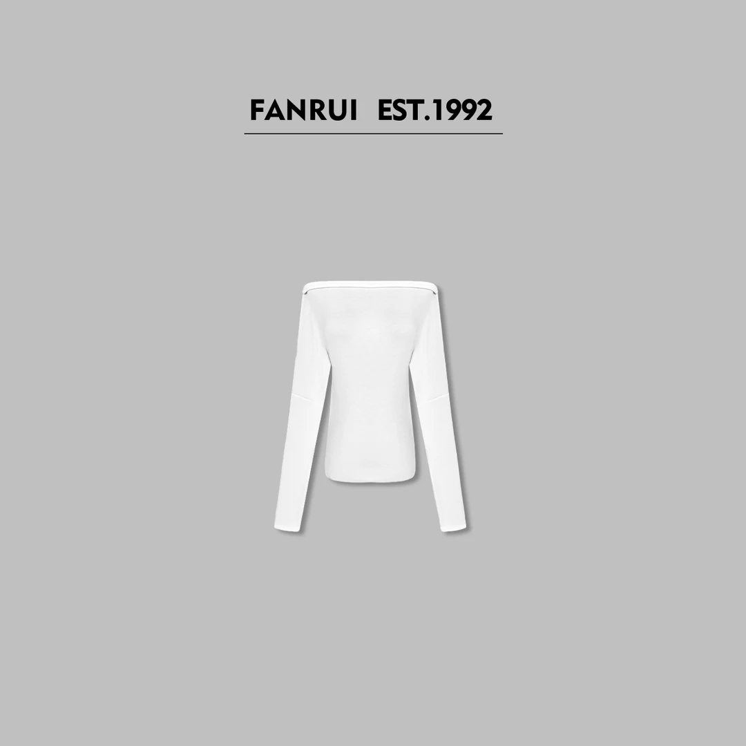 FANRUI/泛芮「春日晚风」精梳棉一字肩百搭显瘦长袖T恤B14788