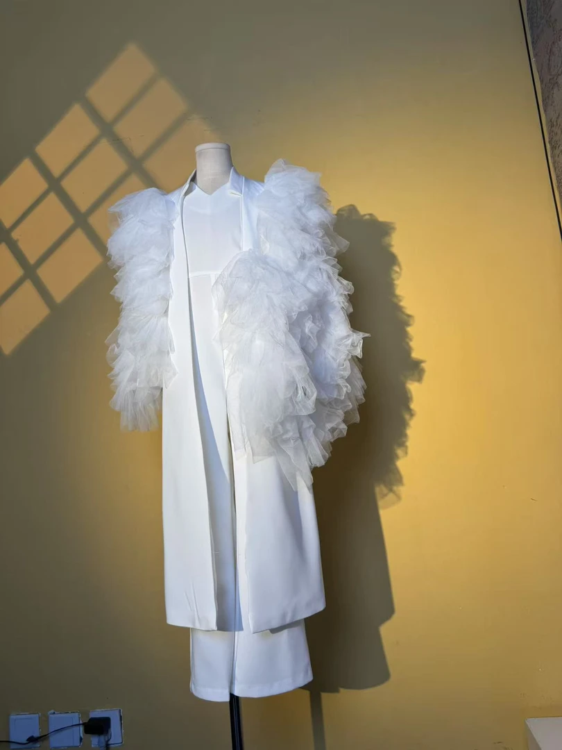 纱披风套装服模特走秀潮服时尚单品两种穿法