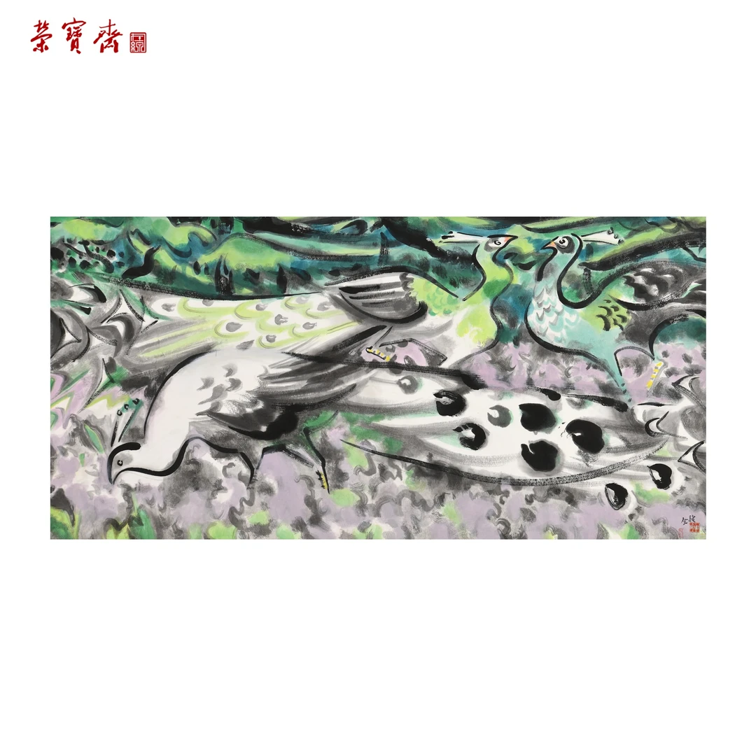 午21（g77024）《花开时节》书画 纸本已托 68×137cm