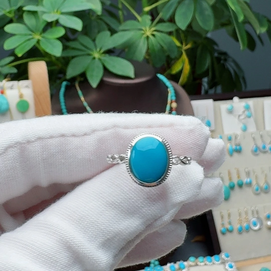 绿松石银S925镶嵌戒指戒指