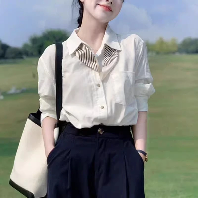 法式白色衬衫女2025秋季新款高级感时尚宽松显瘦内搭衬衣开衫上衣