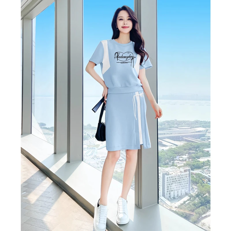 女士运动套装裙夏季半身裙两件套气质韩版高级感时尚洋气减龄时髦
