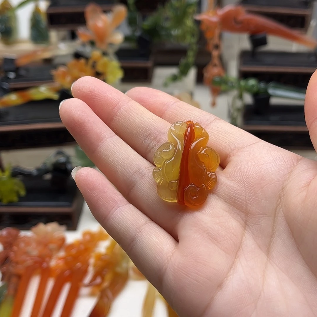 蛇纹石玉未镶嵌岫玉发簪灵**璃