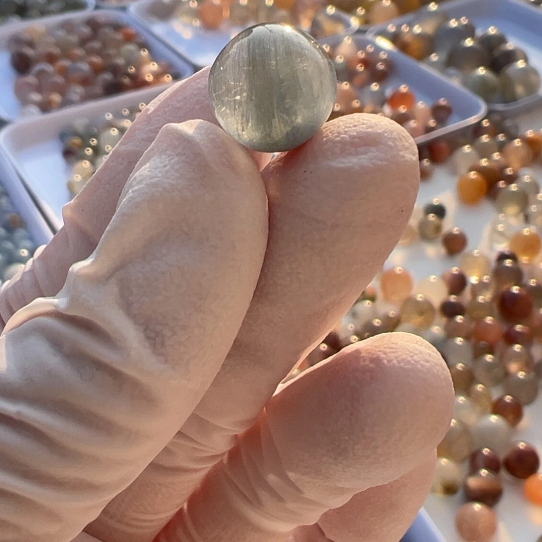 水晶水晶蓝兔毛单珠10定制打孔不退换未镶嵌哆****?