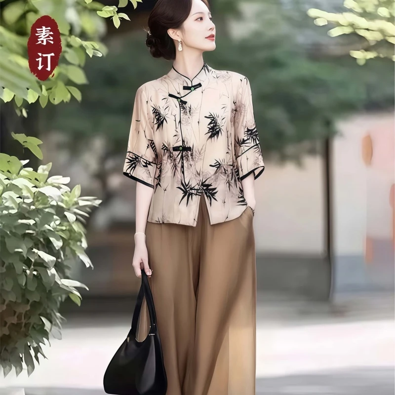 素订女装原创品牌旗舰店新中式夏季高级感套装新款国风两件套女