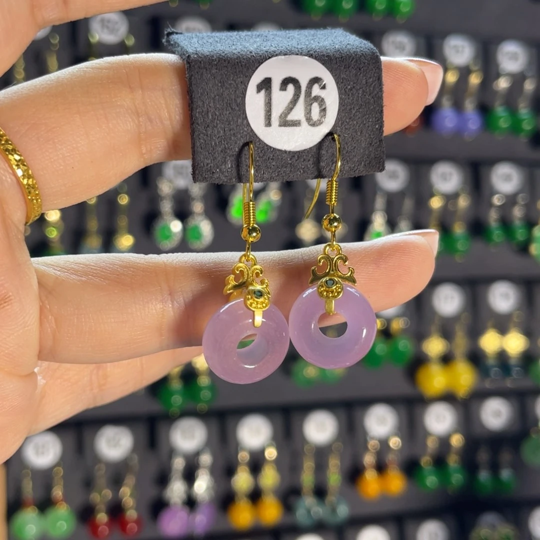 翡翠银S925镶嵌耳饰126