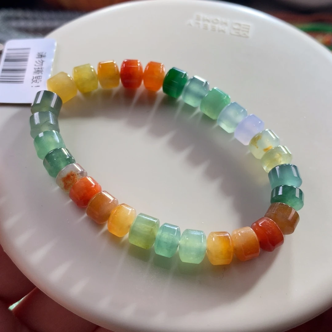 翡翠未镶嵌手链热门款•冰底艳彩彩虹糖果缤纷卡7～7.70+