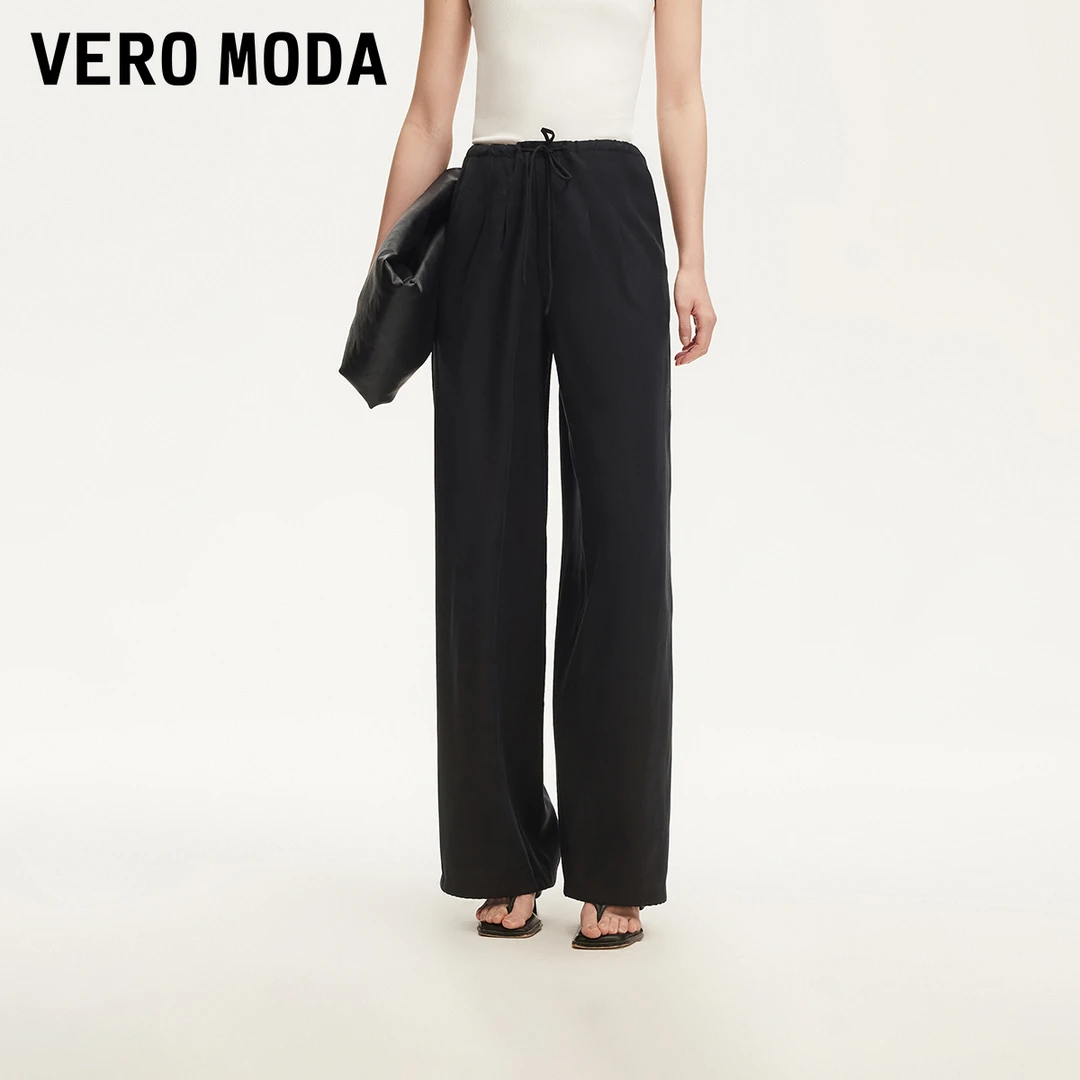 【毛毛专属】Vero Moda休闲裤纯色垂坠感腰部压褶长裤3252PL010