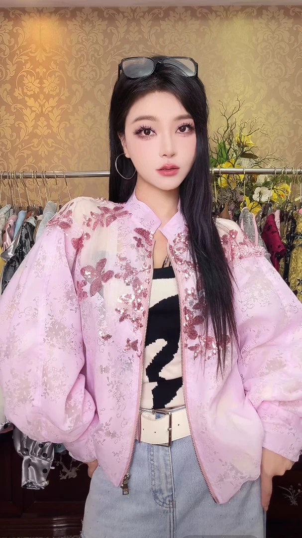 1418新中式国风长袖防晒衣立领薄外套