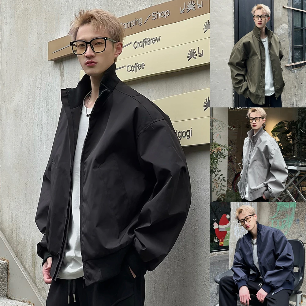 2025美式立领短款外套cleanfit棒球服飞行员夹棉夹克宽松情侣上衣