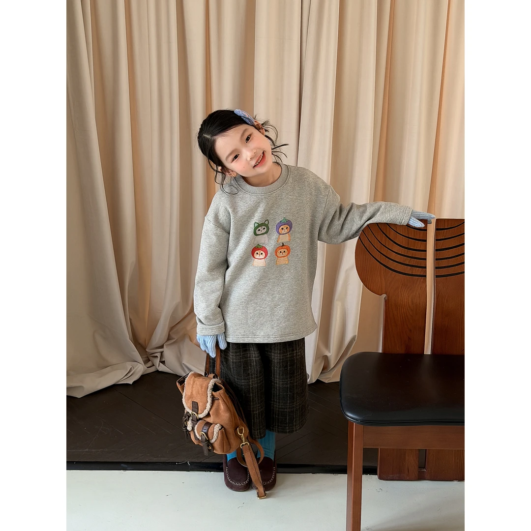 Harper kids 韩版女童可爱卡通猫咪印花圆领长袖T恤 H25071230