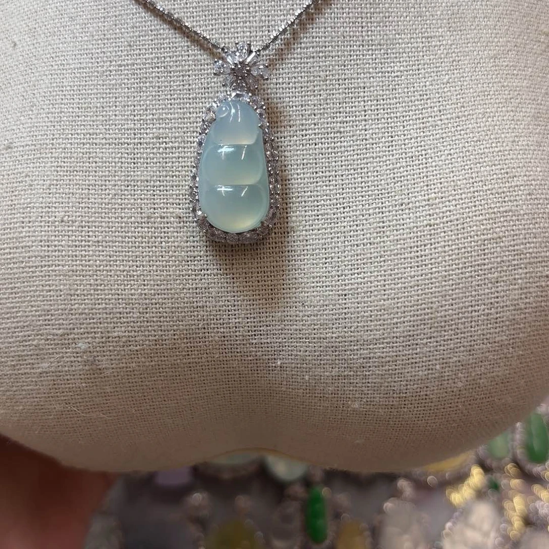 翡翠银S925镶嵌吊坠(不含链)