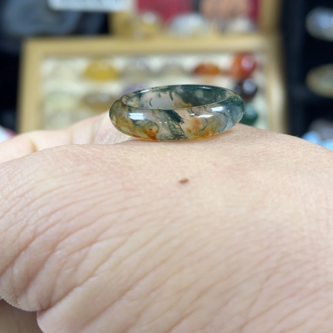 玛瑙/玉髓未镶嵌戒指69港14直径16.9水草