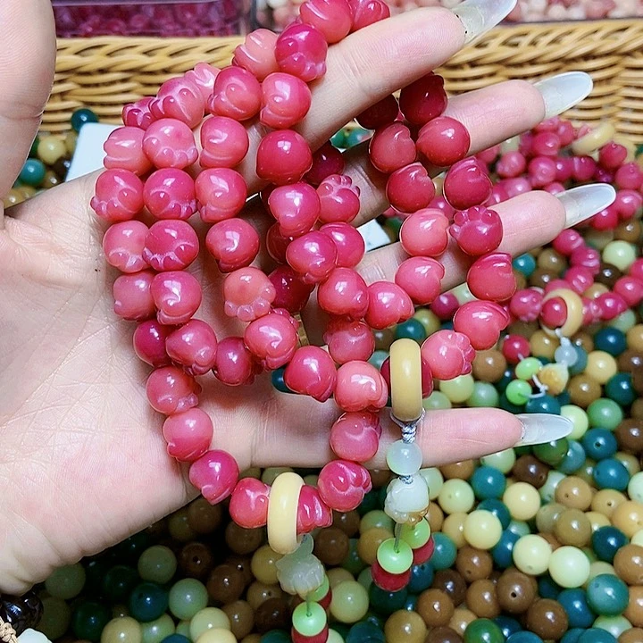 菩提根/象牙果吊坠红色猫爪双圈成品