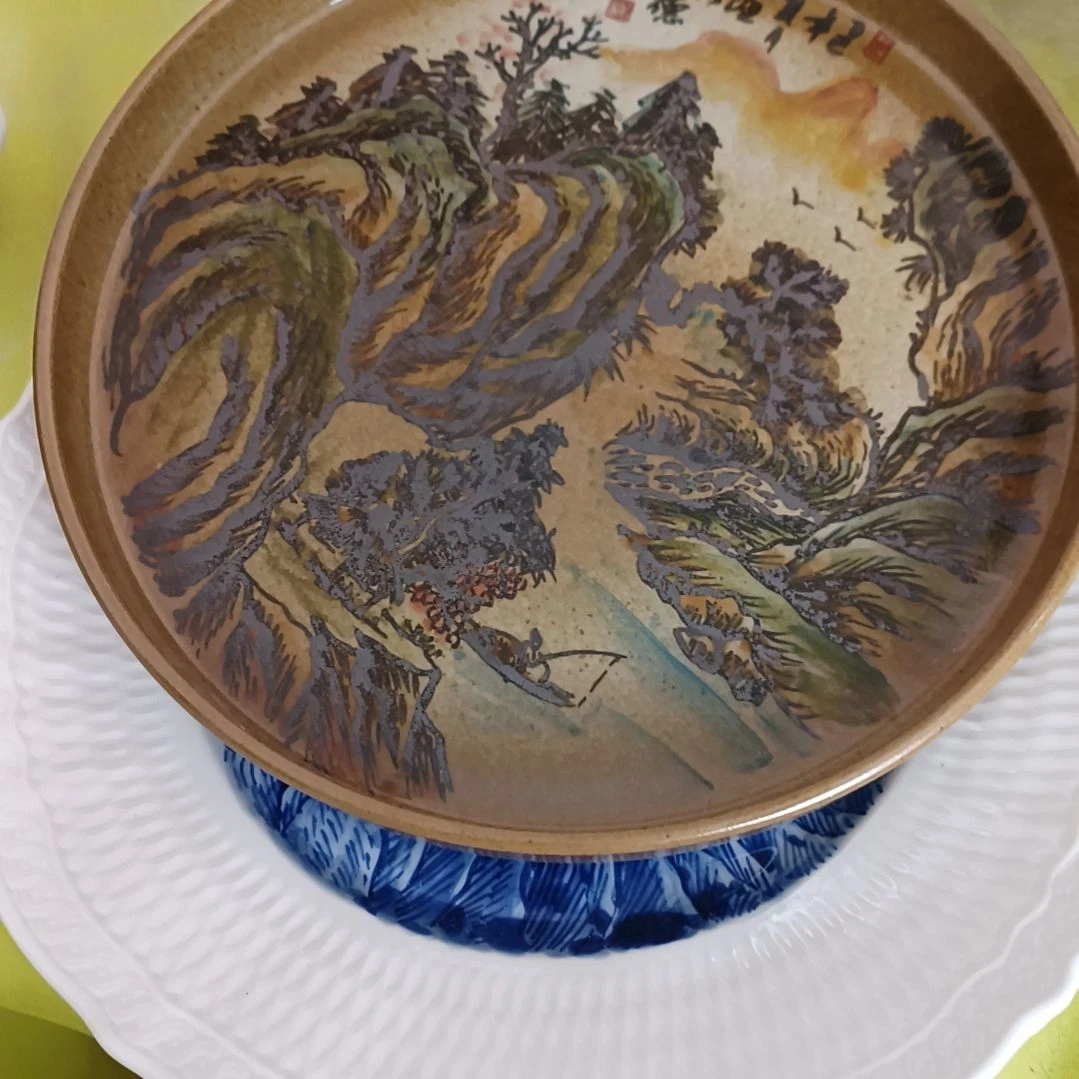 盘冰*泉景德镇手绘釉下彩手