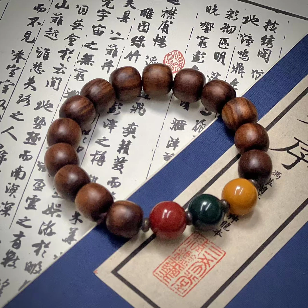 【許右史老师专属】【黑花梨红绿灯手串】【大果紫檀】