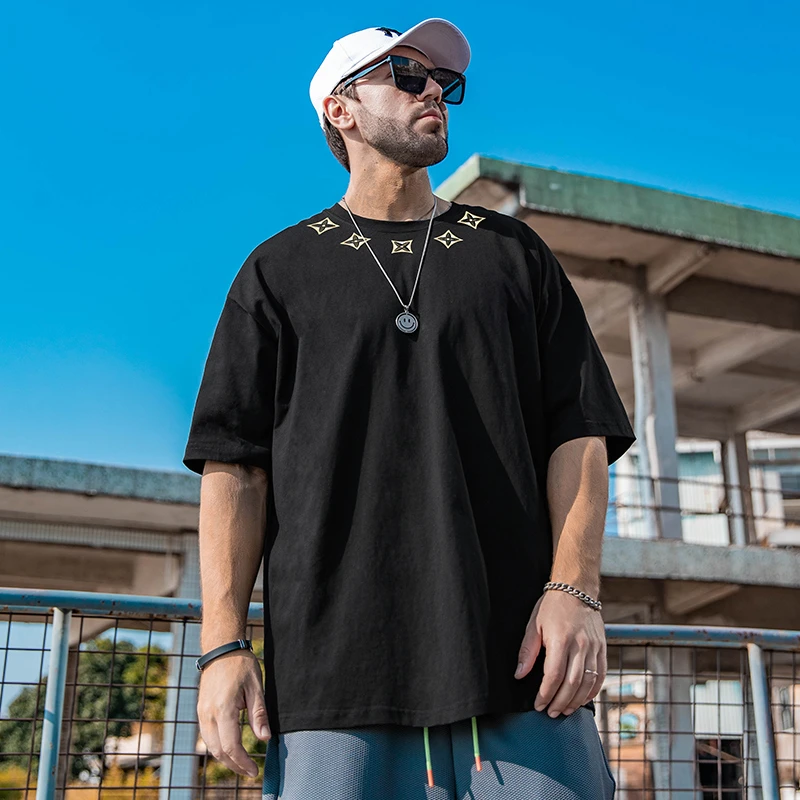 纺布者大码夏季短袖圆领美式短袖T恤胖子百搭潮流ins印花上衣大码