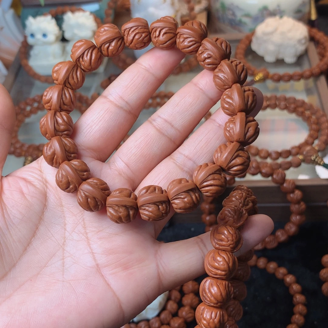 神***.桃核吊坠双脊龙手串14