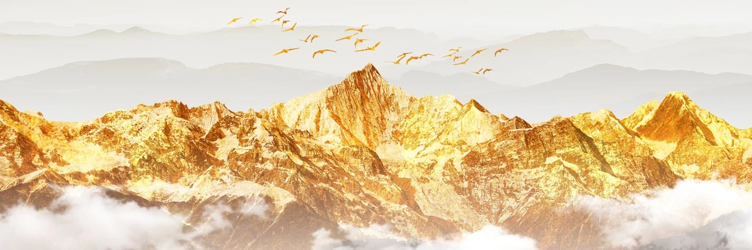 日照金山壁画沙发背景墙装饰画温馨卧室床头自粘画