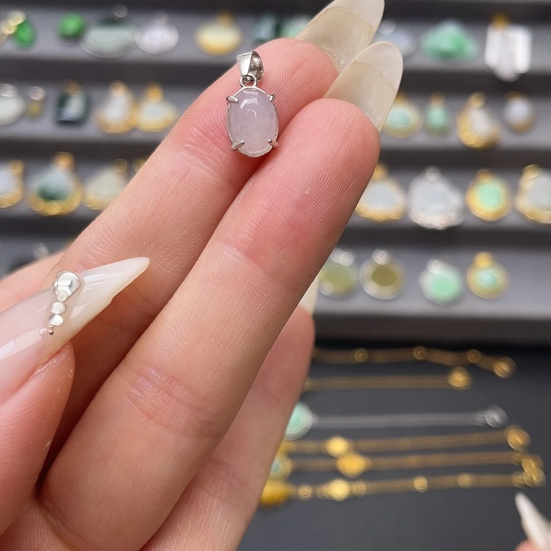 翡翠银S925镶嵌吊坠(不含链)