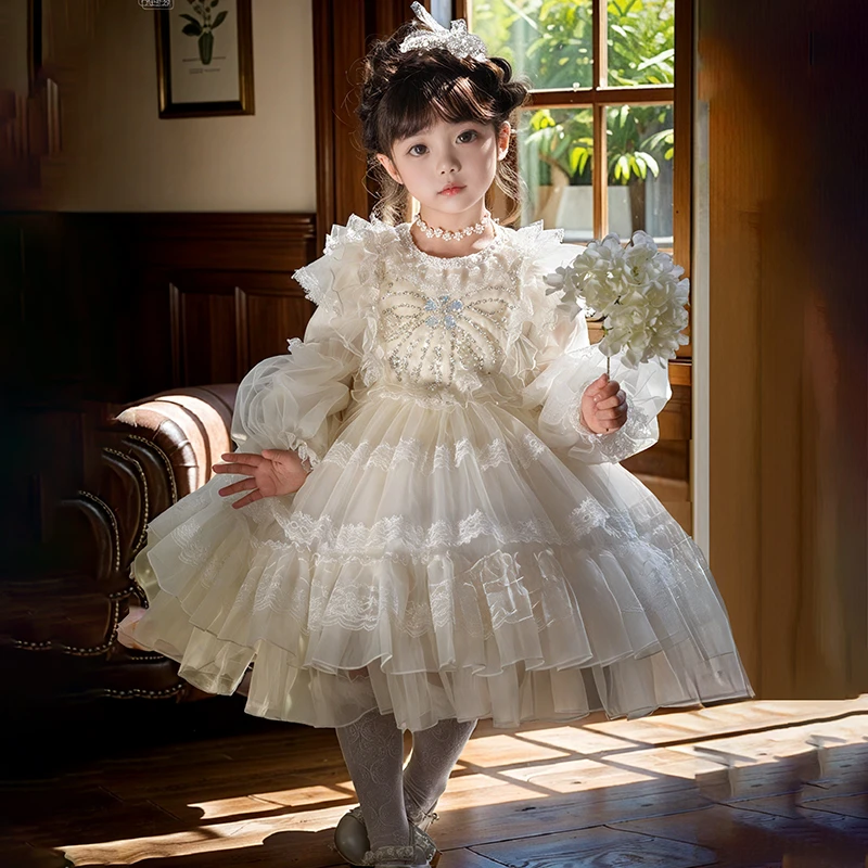 女童春秋季连衣裙新款儿童蓬蓬裙网纱蝴蝶洛丽塔生日礼服公主裙子