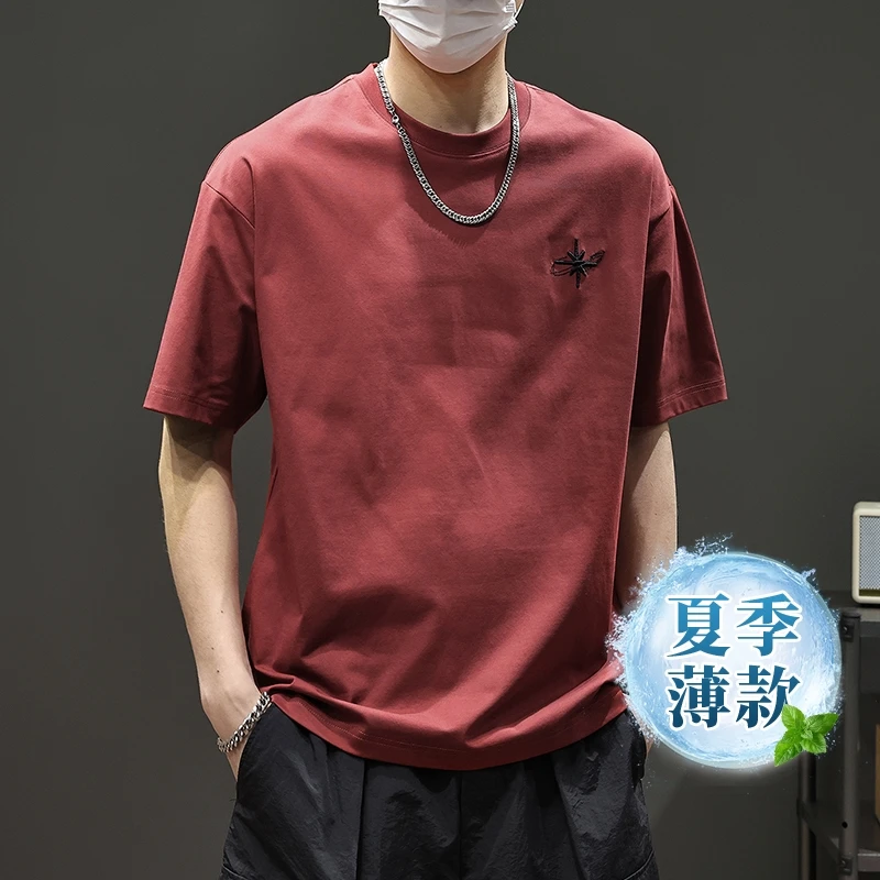 NDSL高端短袖t恤男夏季薄款宽松透气美式高街重磅青年休闲半袖T恤