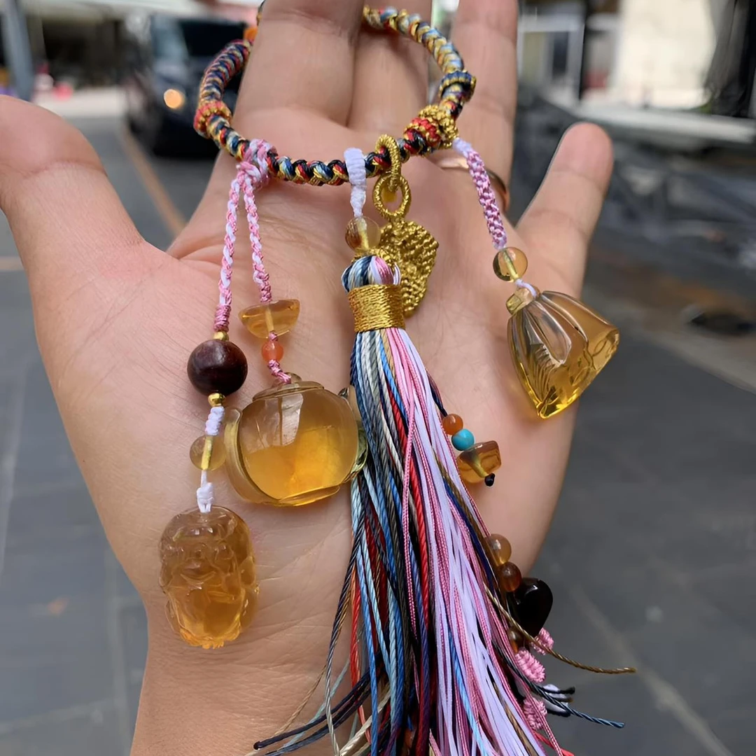 缅甸天然琥珀钥匙扣