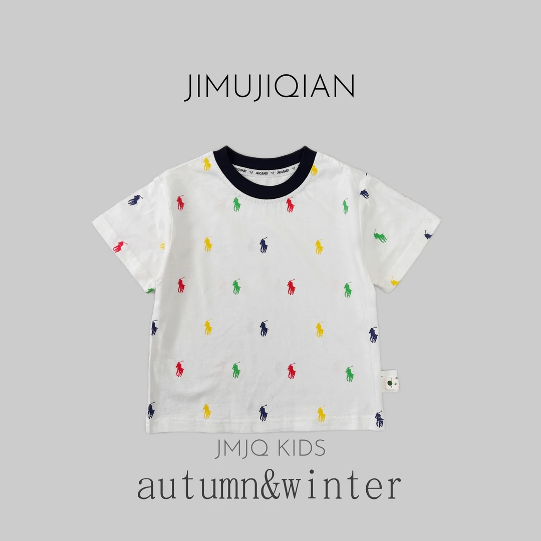 JMJQ夏季韩版中小童百搭满印卡通印花短袖圆领休闲T恤25368