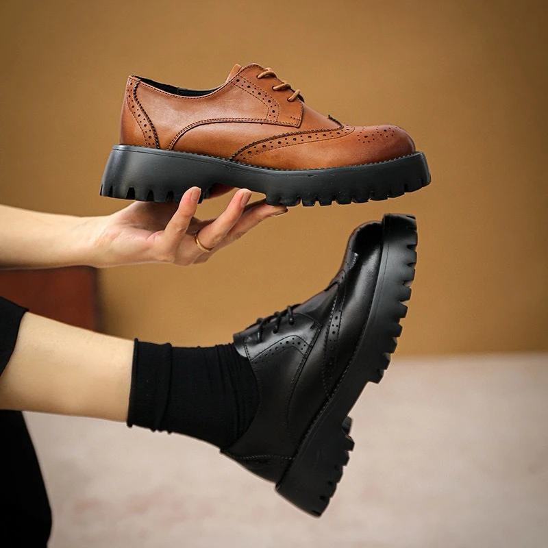 断码清货！头层牛皮布洛克小皮鞋  21023