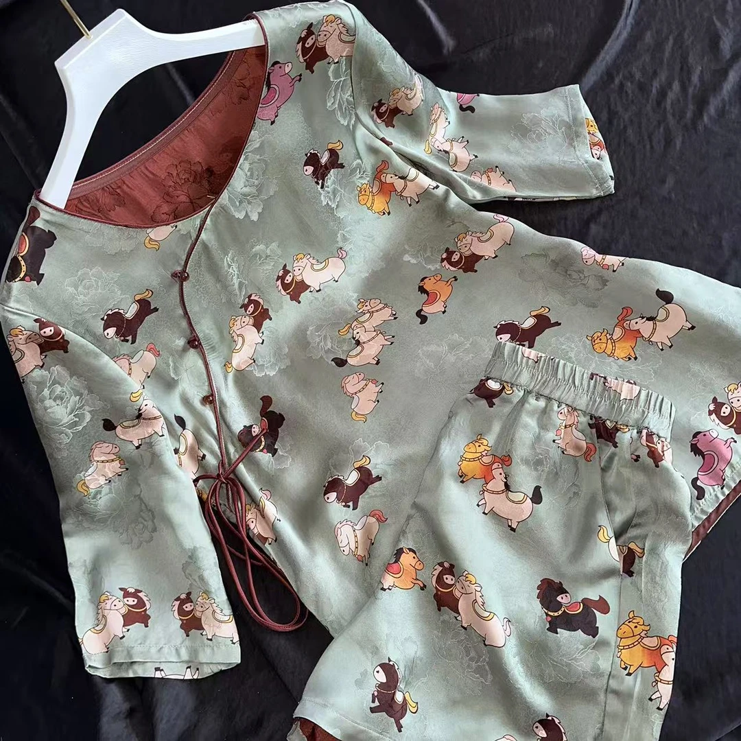 2446-小马套装春秋新款女士气质百搭日常古风中式老料套装