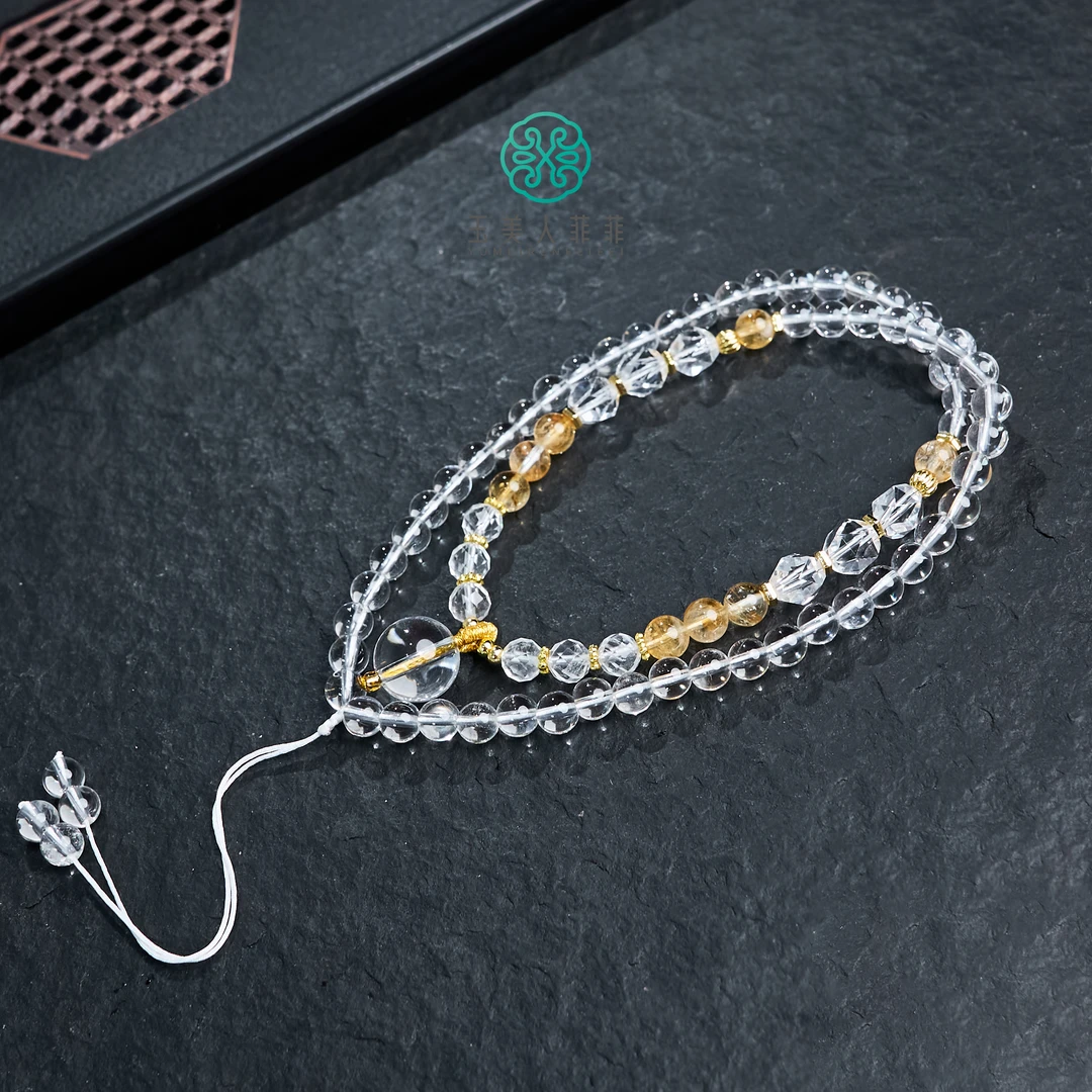 菲菲珠宝好.白水晶圆珠项链约6mm